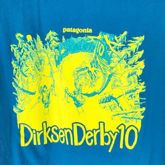 Patagonia Dirksen Derby 10 Slim Fit Tee Men's Large Crew Neck 100% Cotton Rally - Picture 2 of 10